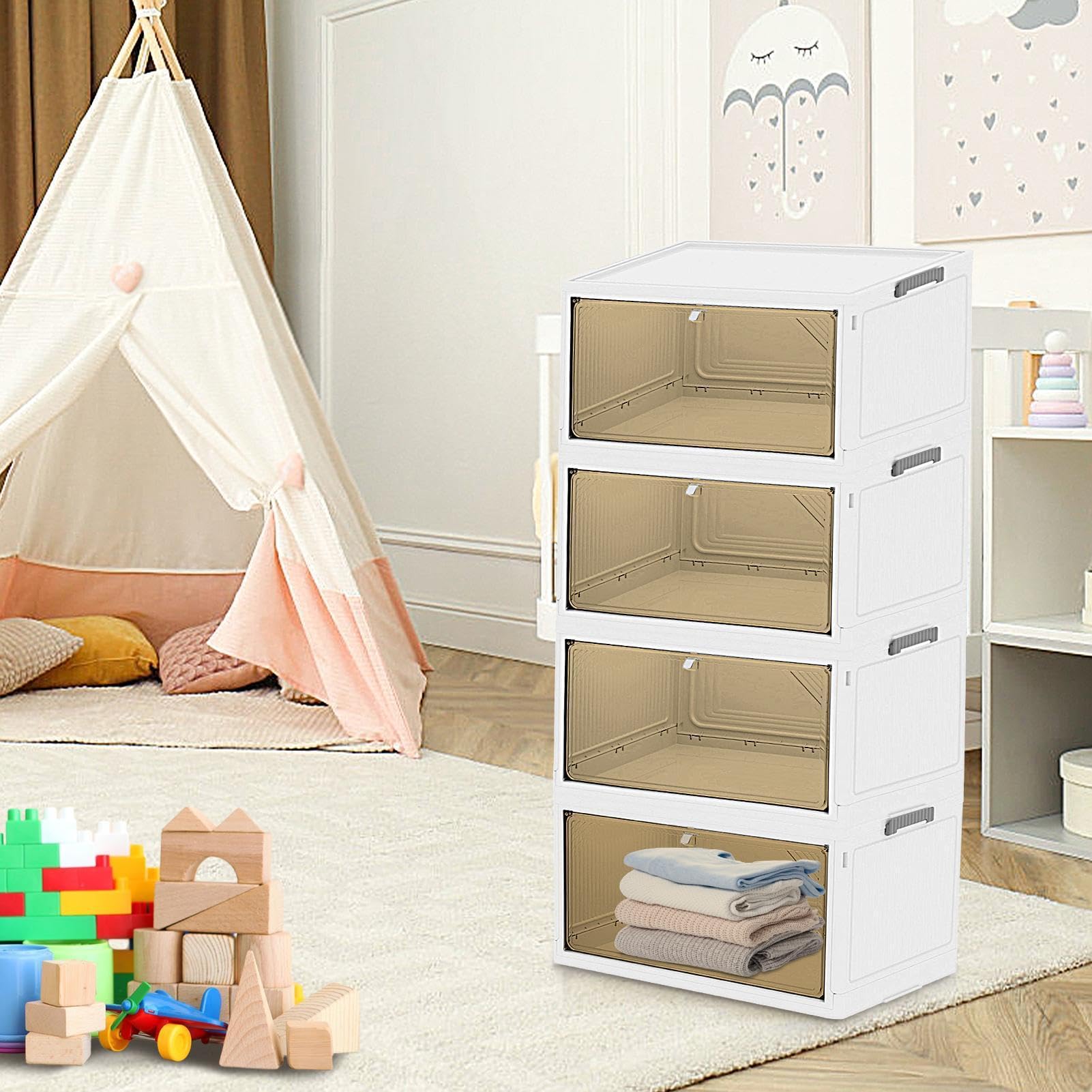 Organizzatore per armadio impilabile, contenitori pieghevoli Organizer