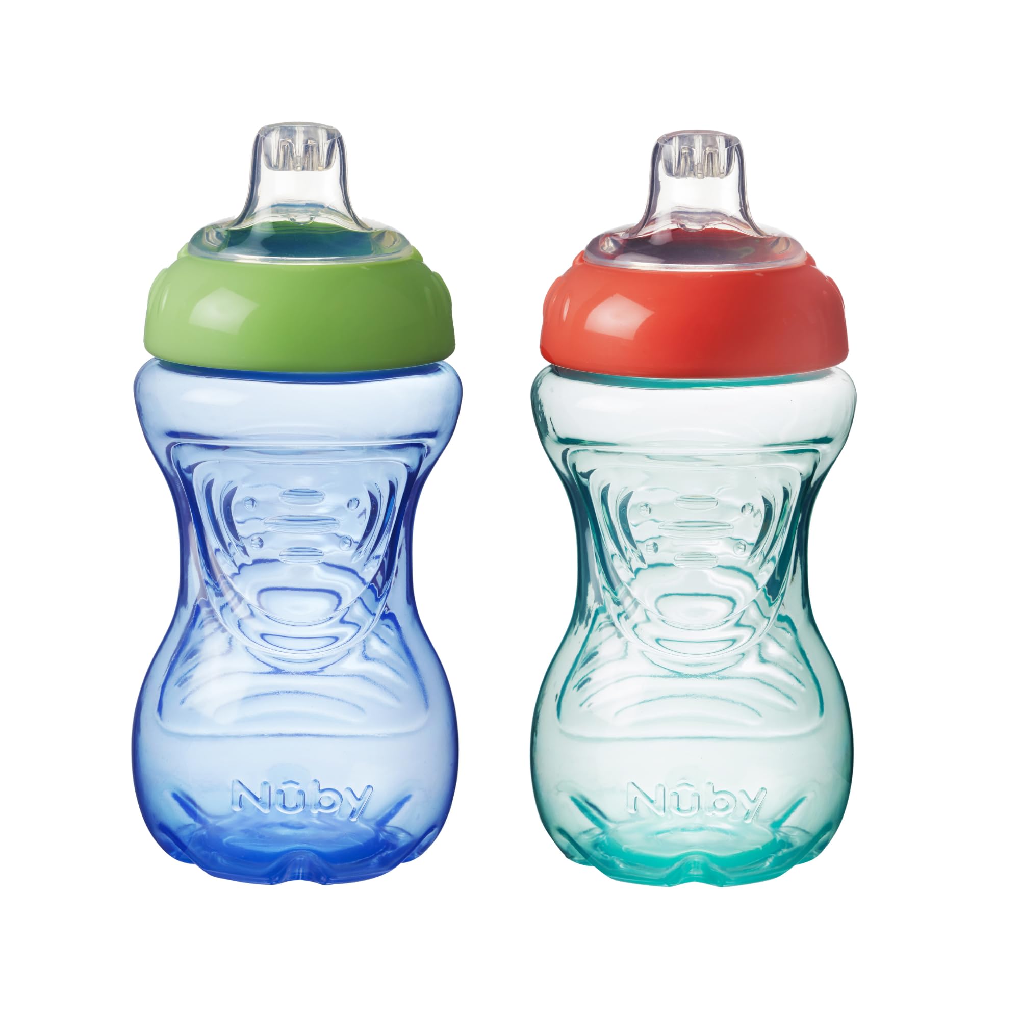 Nuby Easy Grip | 2 Pack | Children's Spout Cup | Spill Proof | Easy Grip | BPA Free | Blue & Green