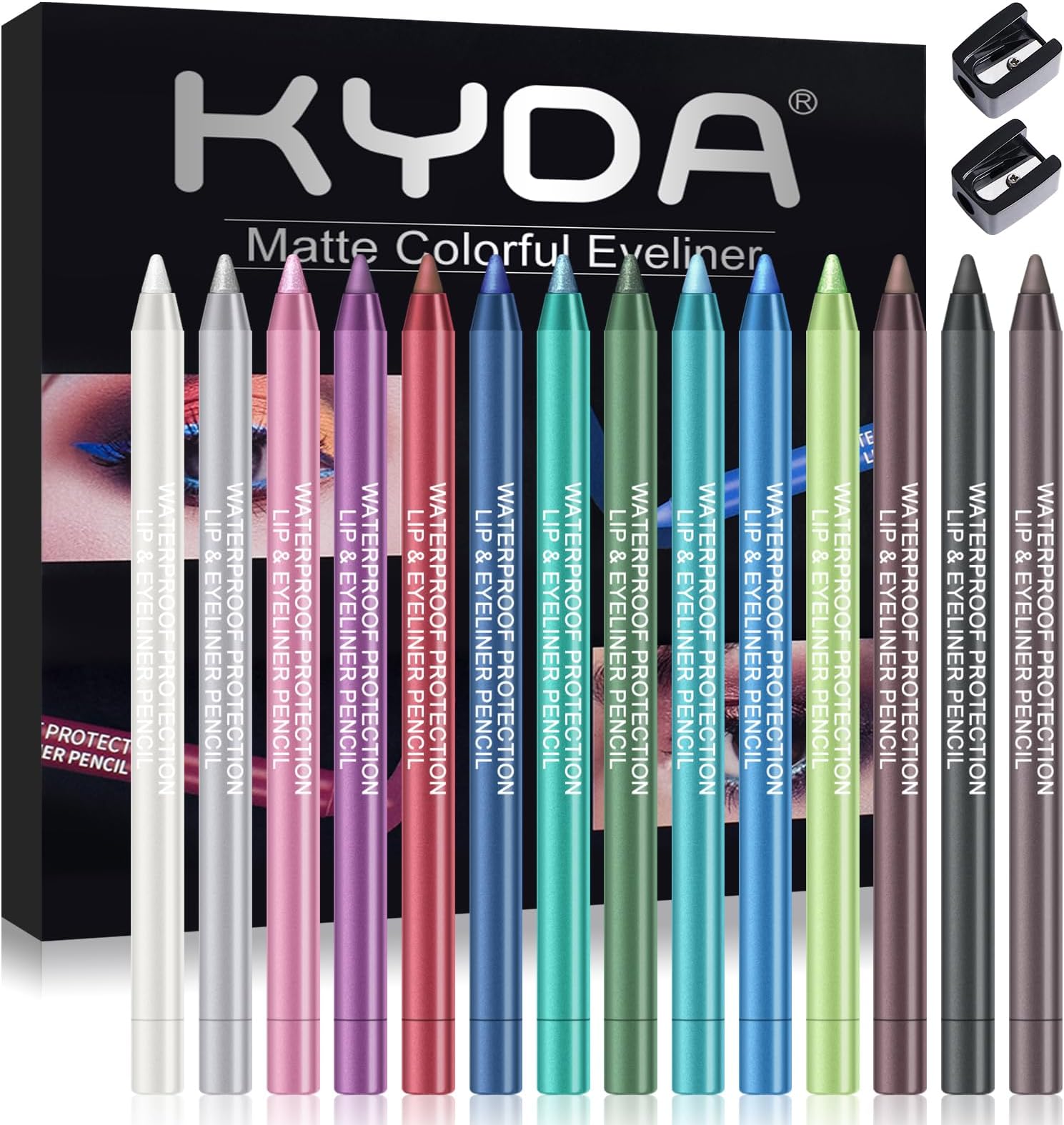 Ownest 14 Colors Eyeliner Pen Set,Pearl Eyeliner Kit Metallic Eyeliner Pencil Glitter Eyeliner for Women Eye Liner Professional Eye Makeup Set Colorful Eyeliner Eye Color