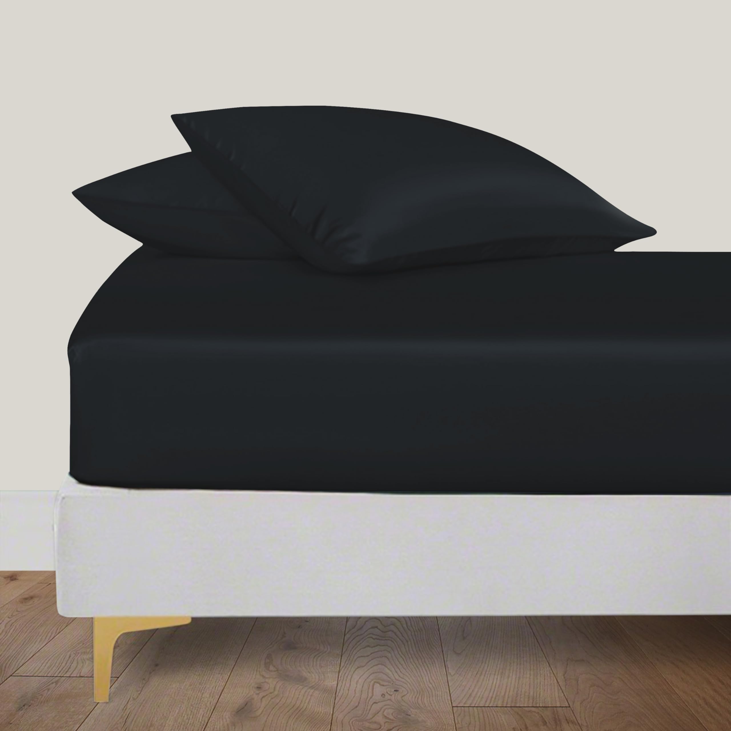 LINENWALAS Lenzuolo con angoli per letto matrimoniale, con federa, per letto da 122 cm, in 100% bambù biologico, seta, morbido, lenzuolo con angoli profondi 30 cm, per decorazione della camera da