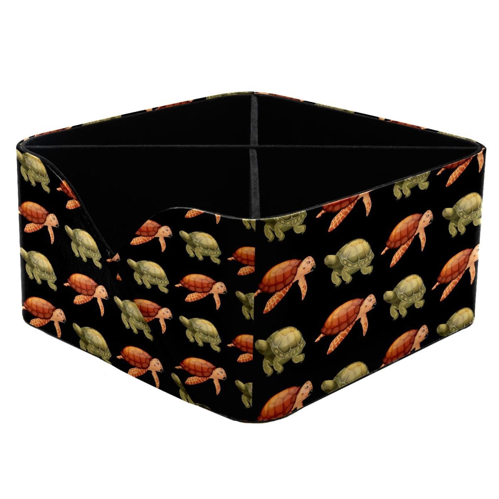 KengjuTesu Tortoises Turtles Desktop Organizer Pen Holder, Rectangular Pencil Cup for Office, Study and Makeup Stations