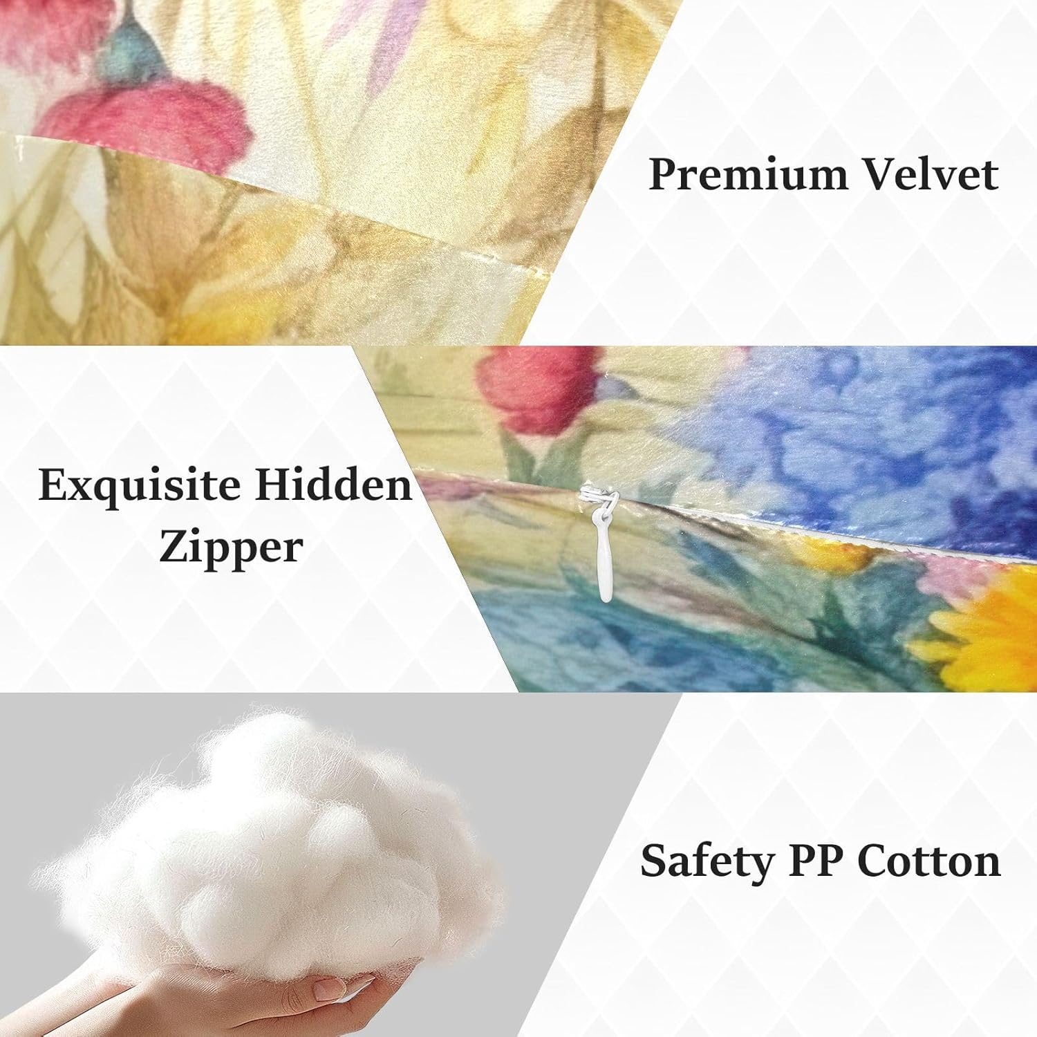 Wildflowers17 Human-Shaped Pillow Soft Body Pillows Washable Velvet Pillows for Anxiety Relief Sleeping Cuddling & Support