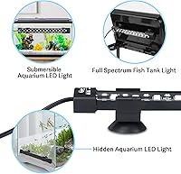 Vista 4 de hygger Luz LED sumergible para acuario de 24/7 modos, luz oculta de espectro completo para pecera con 3 filas de cuentas, 7 colores, encendido
