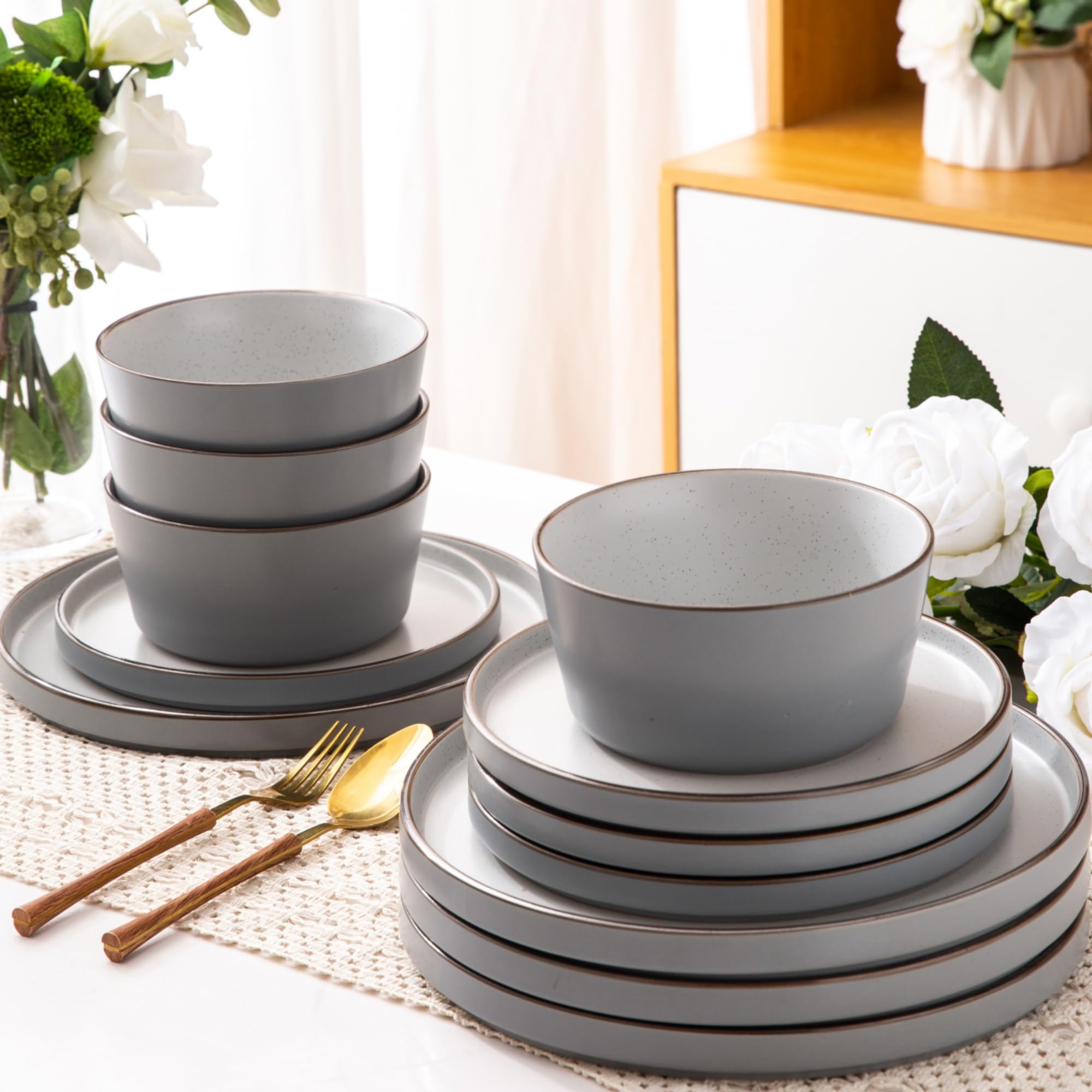 Amazon.co.jp: AmorArc 食器セット 4人用 セラミックプレートとボウル