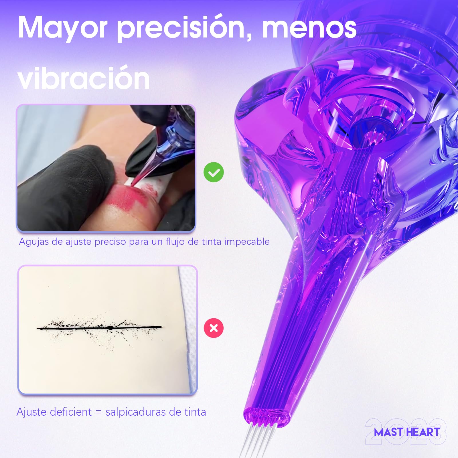 Mast Ocean Heart Kit de Agujas Tatuaje 20 piezas 1001RL Tattoo Needles Round Liner Long Tips para Máquina de Tatuar