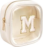 Personalized Preppy Monogram Makeup Bag - Cute Travel Cosmetic Bag for Women, Sweet 16 Birthday Gifts for Sister Girlfriend