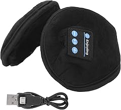 Warm Earmuffs, Short Velvet Soft Fur Cotton Friendly Rechargeable Double Horn Ear Warmer Bluetooth 5.0 Winter Stereo Music Earmuffs Christmas Birthday, Default