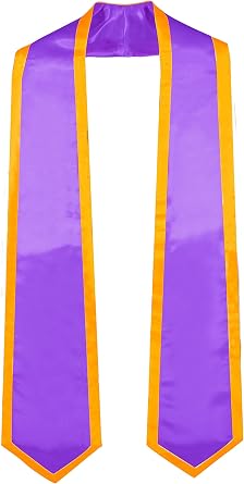 GraduationMall Plain Graduation Honor Stole Classic End With Trim Unisex Adult 72" / 60" Long