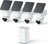 aosu T2 Ultra 4K Security Cameras Wireless Outdoor Solar, 4 Cam Kit & aosuBase 2.0, Smart Home Security System with TrueColor Night Vision, AI Recognition & 360°Tracking,Expandable 1TB Local Storage - 1