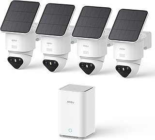 aosu T2 Ultra 4K UHD Überwachungskamera Aussen Solar Akku für Neue aosuBase, 4 Cam-Kit, TrueColor Nachtsicht, Auto-Tracking, 360° Schwenk/Neigung,Kein ABO Erforderlich，erweiterbarer Speicher bis 1TB