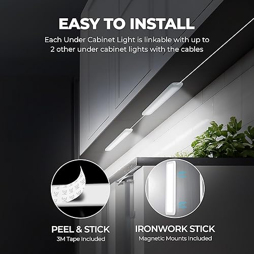 Miniatura 3 de Bell+Howell Luces para debajo del gabinete (paquete de 2) con sensor de movimiento para cocina, LED de larga duración con imanes fáciles de instalar