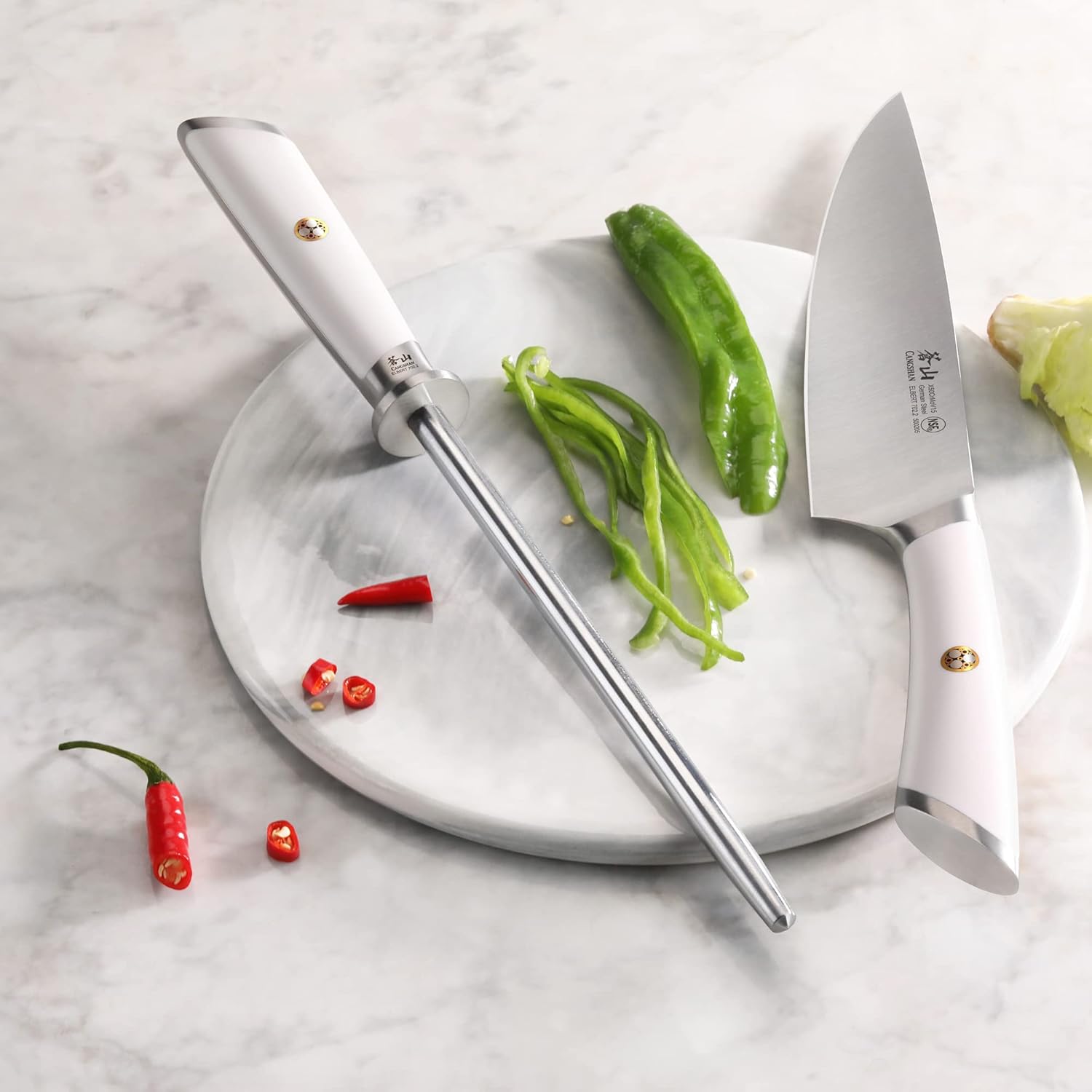 Cangshan ELBERT Series High-Carbon 8-Inch Honing Steel (White)