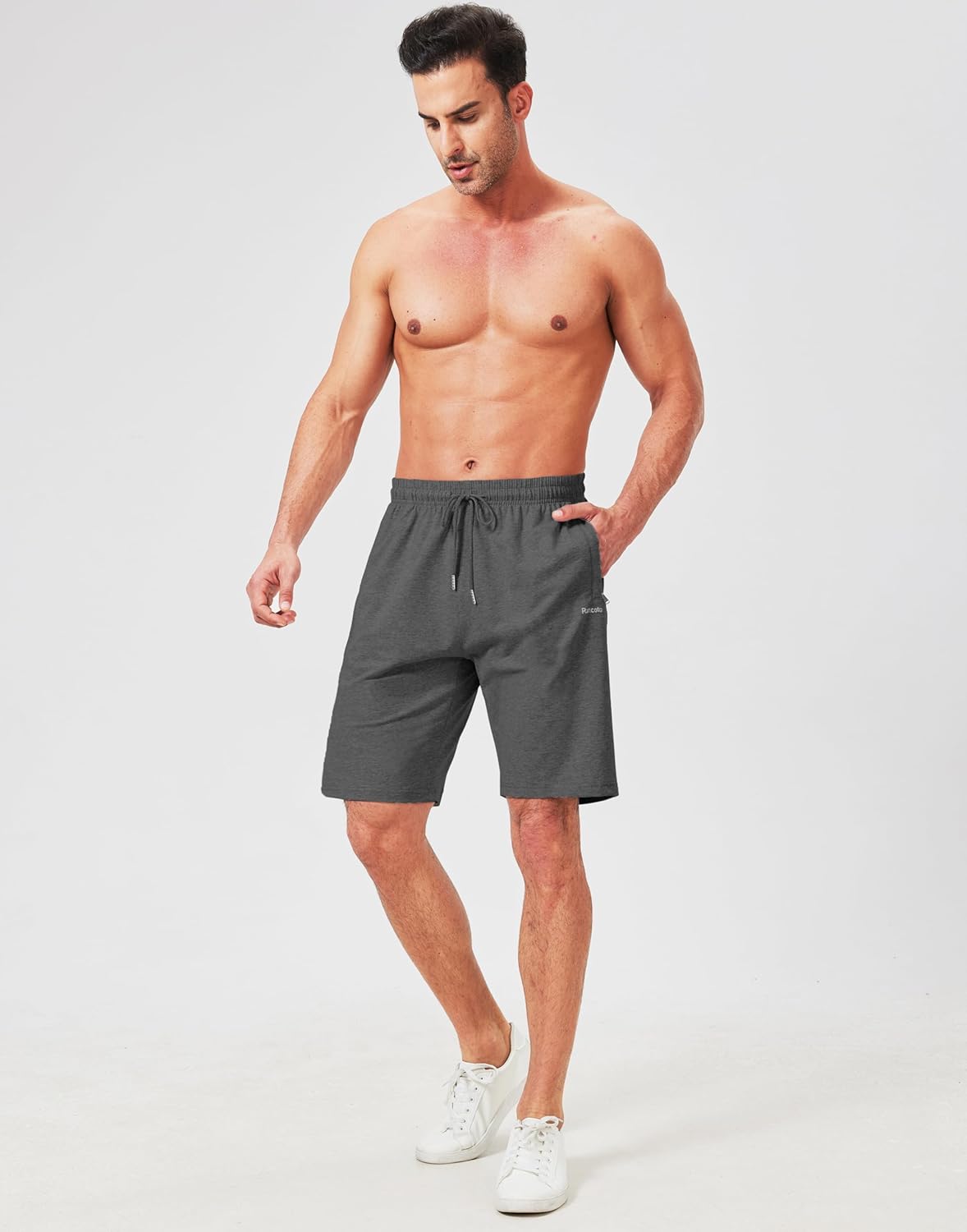 Mens Cotton Shorts Sweat Athletic Shorts for Men, Lounge, Gym, Yoga, Workout with Zipper Pockets - Image 5