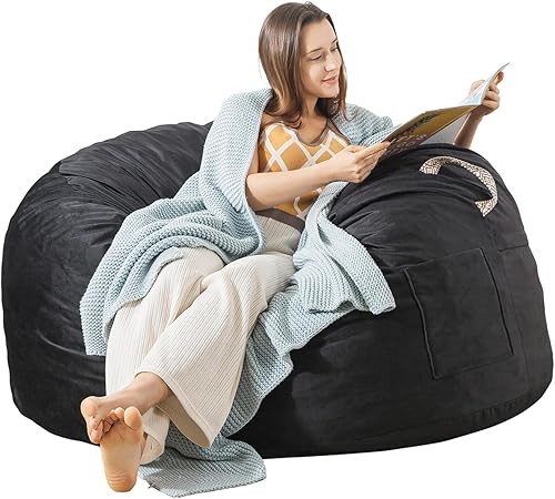 WhatsBedding Puf de funda extraíble lavable a máquina para adultos con relleno de espuma viscoelástica, sofá puff grande con funda de terciopelo