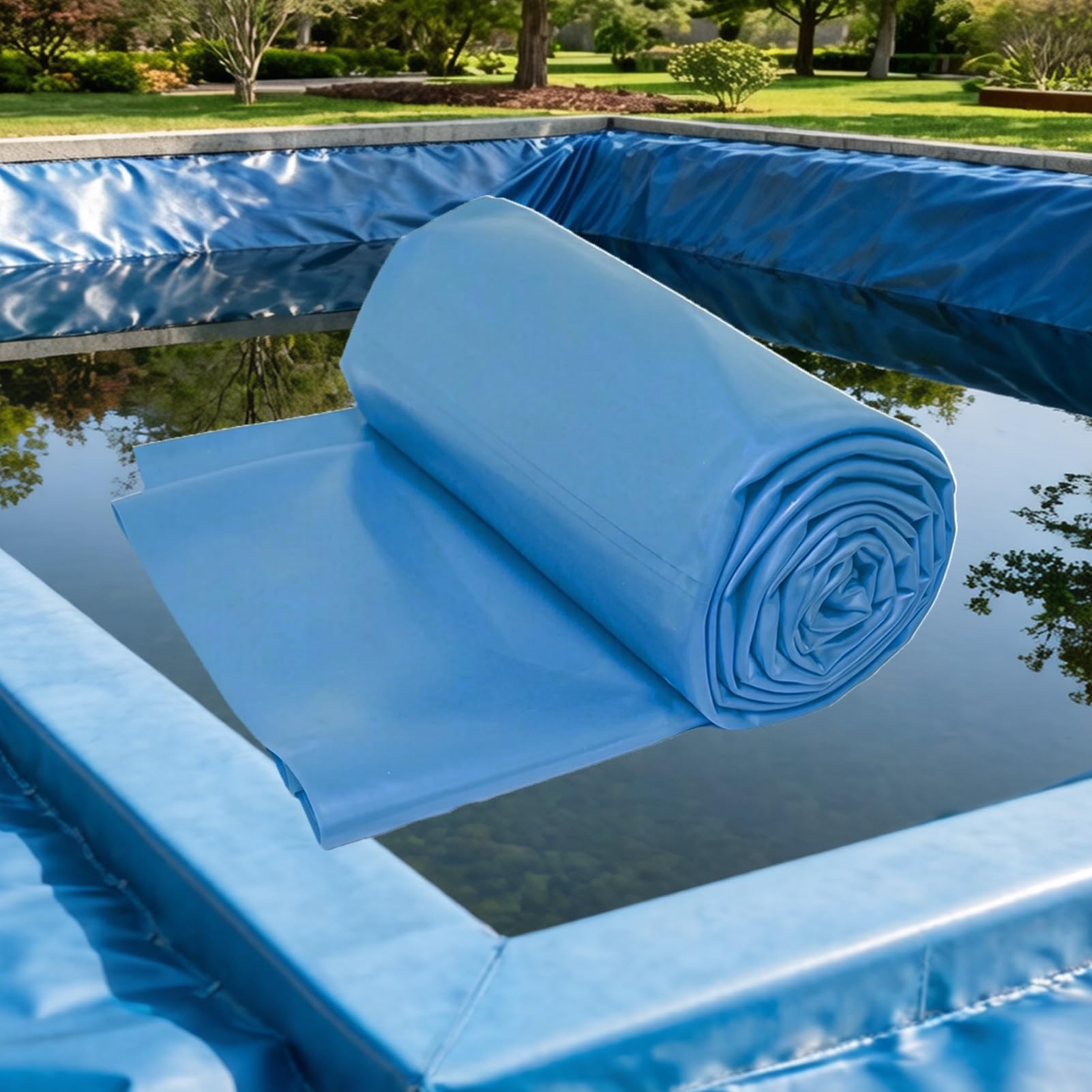Liyadolaam Reservoir Pond Liner Blue HDPE 1x8m 2x3m 3x4m 4x5m 5x7m 6x10m 8x12m 10x15m Easy Cut Flexible Impermeable Film for Cisterns Water Resources Engineering(5x7m(16.4x23ft))