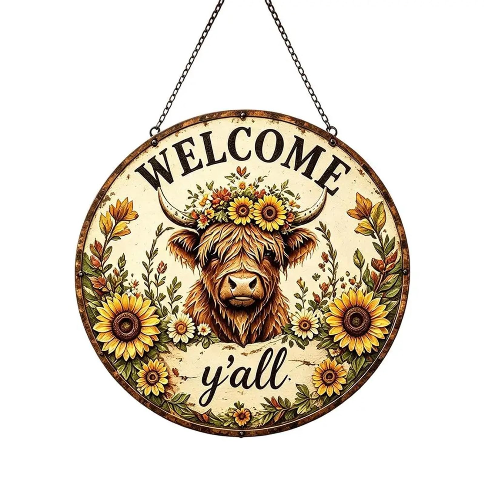 Welcome Sign Indoor Wall Decor Cow Front Door Sign Metal Hanger Porch Decorations Rustic Welcome For Outdoor Entryway Wall Home Farmhouse