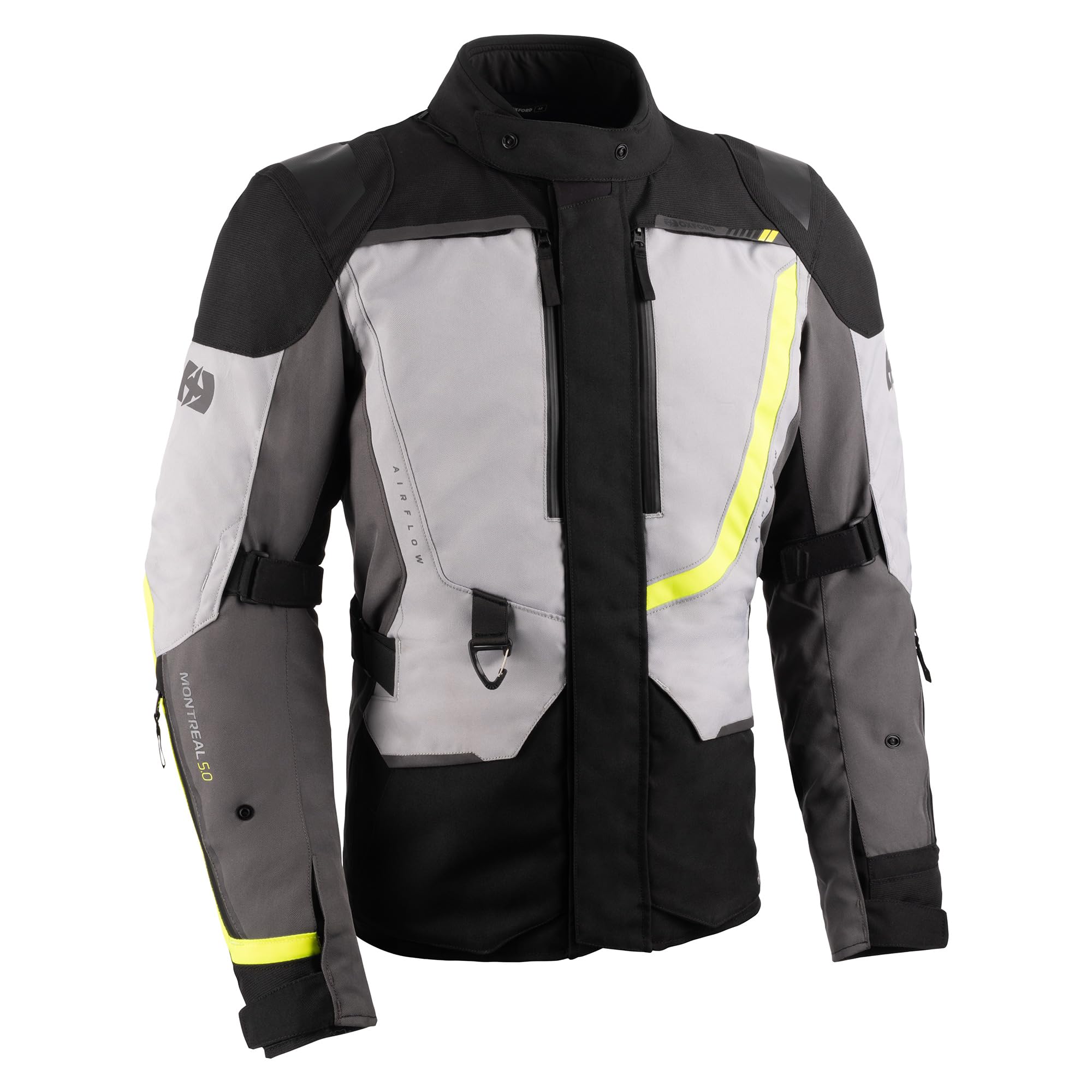Oxford Montreal 5.0 Dry2Dry Men's Motorcycle Jacket, Grey/Black/Yellow, L