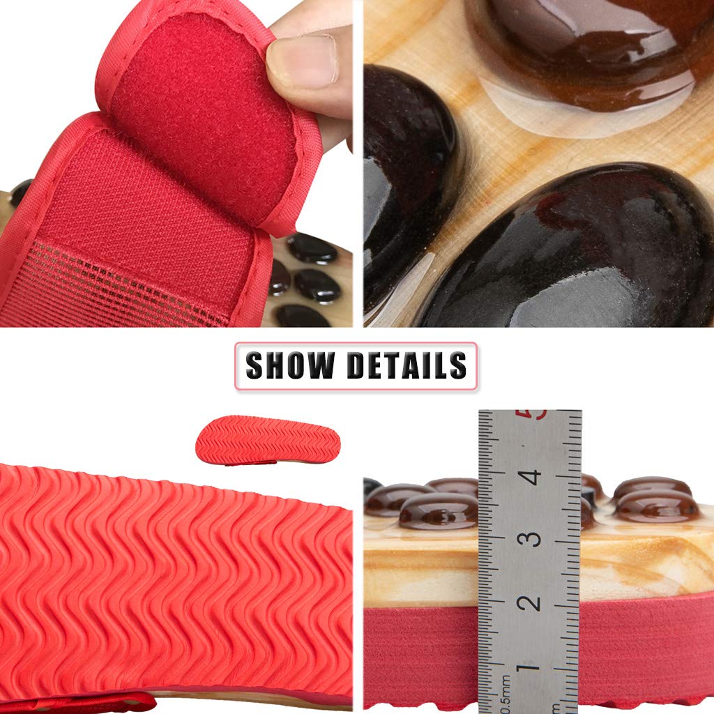 Akupressur Massage Slipper rutschfeste Fußpflegeschuhe Open Toe Flip Flops Sandale Schmerzlinderungstherapie fördert Gesundheit und Wohlbefinden, rot