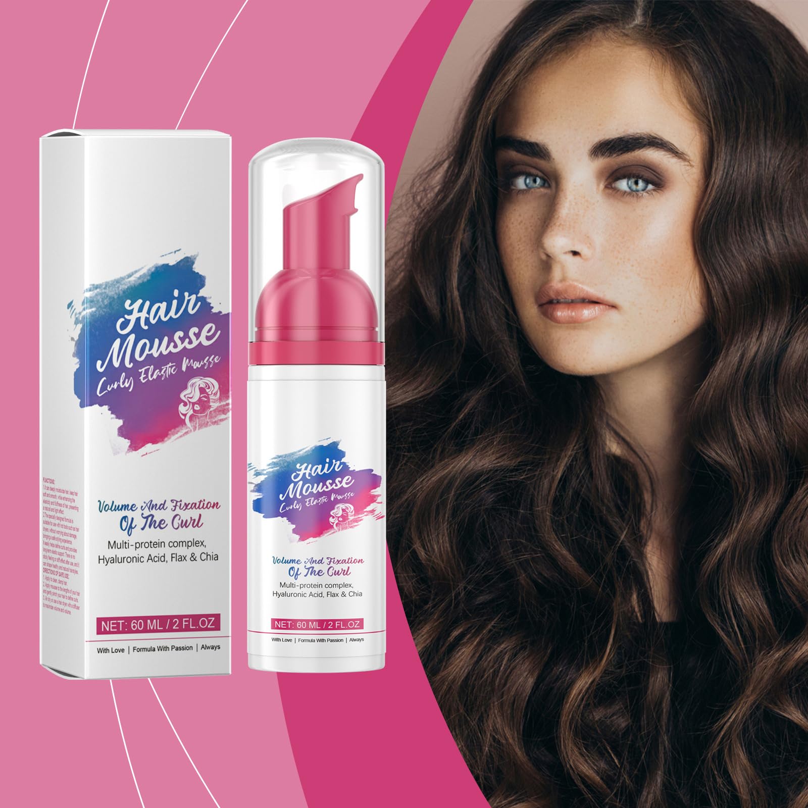 Pack of 2 Curly Curling Cream, Nourishing Gel Cream, Light Styling Balm for Curly Hair Moisturising, Fluffy Elasticity - Image 2