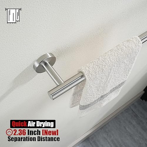 Miniatura 4 de JQK BAS165-BN - Juego de accesorios de baño, 5 piezas, acabado cepillado, incluye barra de toalla de 24 pulgadas, barra HT de 9 pulgadas, soporte