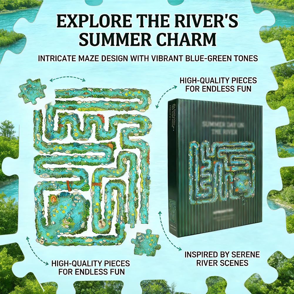 Summer On The River, 501 Piece Edge Puzzle Kit, Unique River Themed Puzzle,High Difficulty Artwork Suitable for Family Leisure(1Set) - Image 2