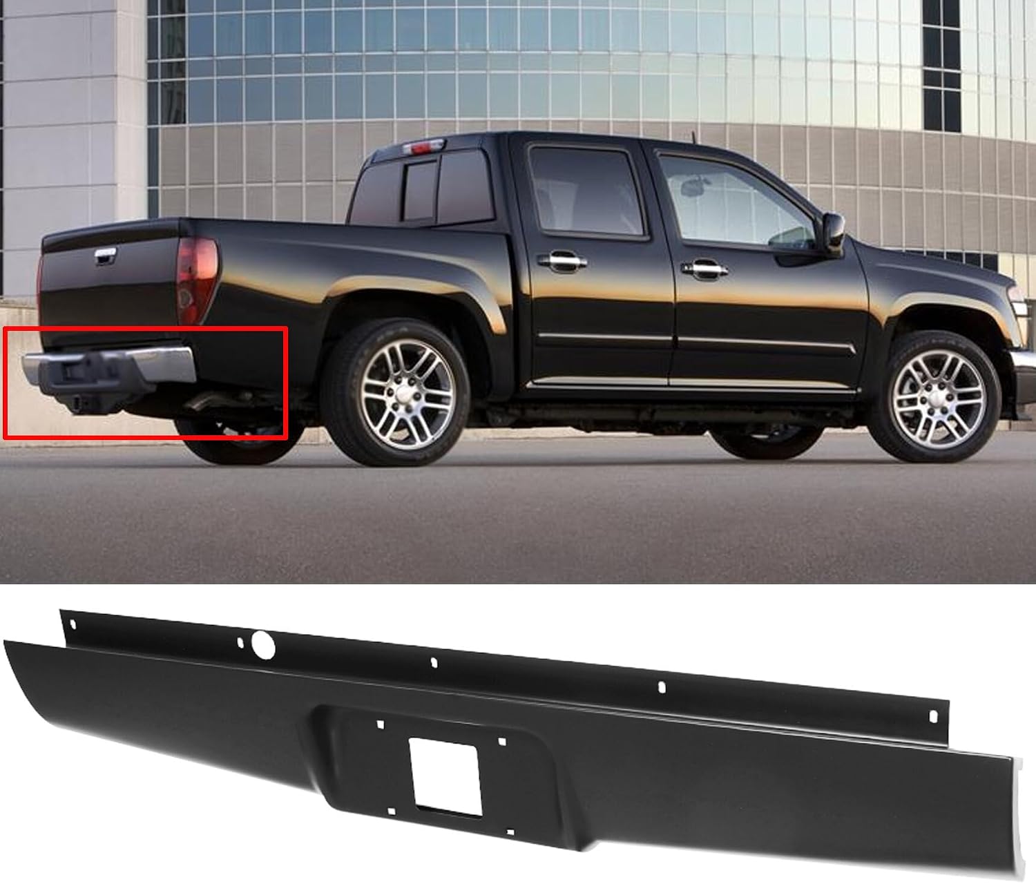 Rear Bumper Roll Pan Steel with License Plate Light Replacement for 2004-2012 Colorado Canyon