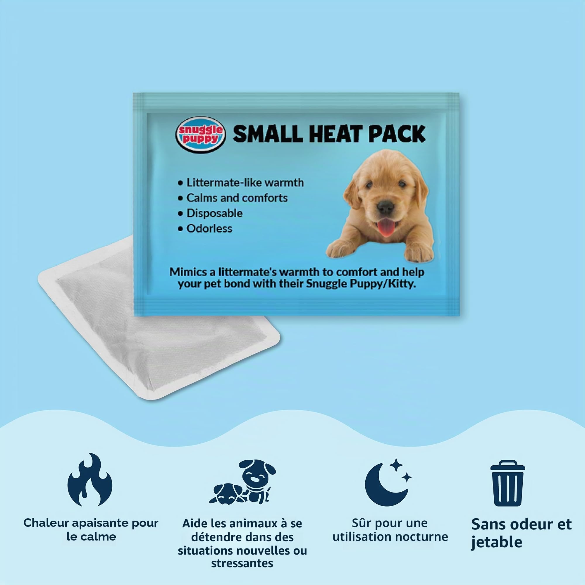 Snuggle Puppy Junior, jouet pour chiot avec battements cardiaques pour races de petite taille, plus petit jouet en peluche pour chien avec pulsation réelle, conçu pour l'utilisation en cage et les