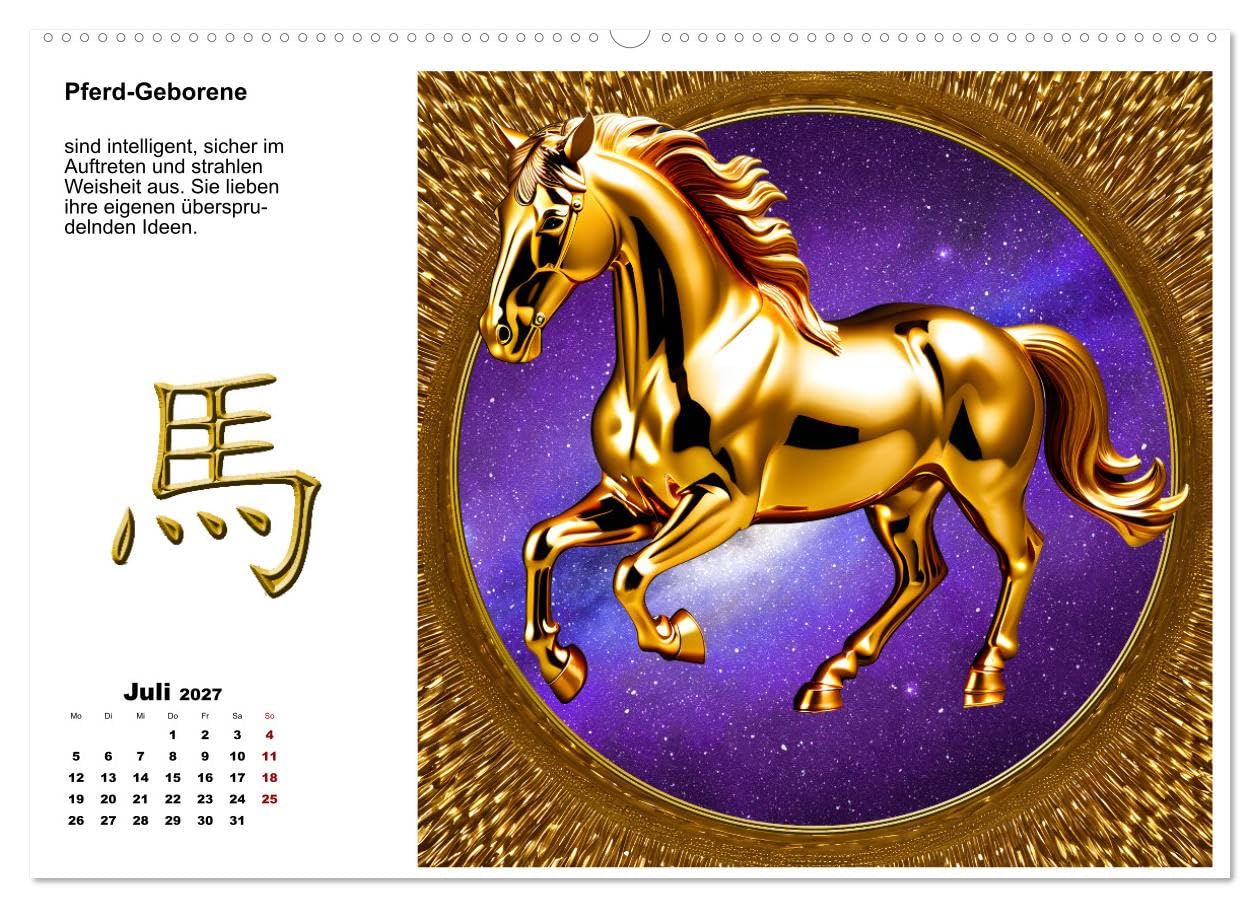 Chinesische Sternzeichen (hochwertiger Premium Wandkalender 2027 DIN A2 quer), Kunstdruck in Hochglanz: 2025 - das Jahr der Schlange (CALVENDO Hobbys)