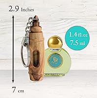 Vista 2 de Llavero cristiano con incienso y mirra, aceite de unción de Israel, regalos de madera de olivo, perfecto para orar, curación y meditación, aceite