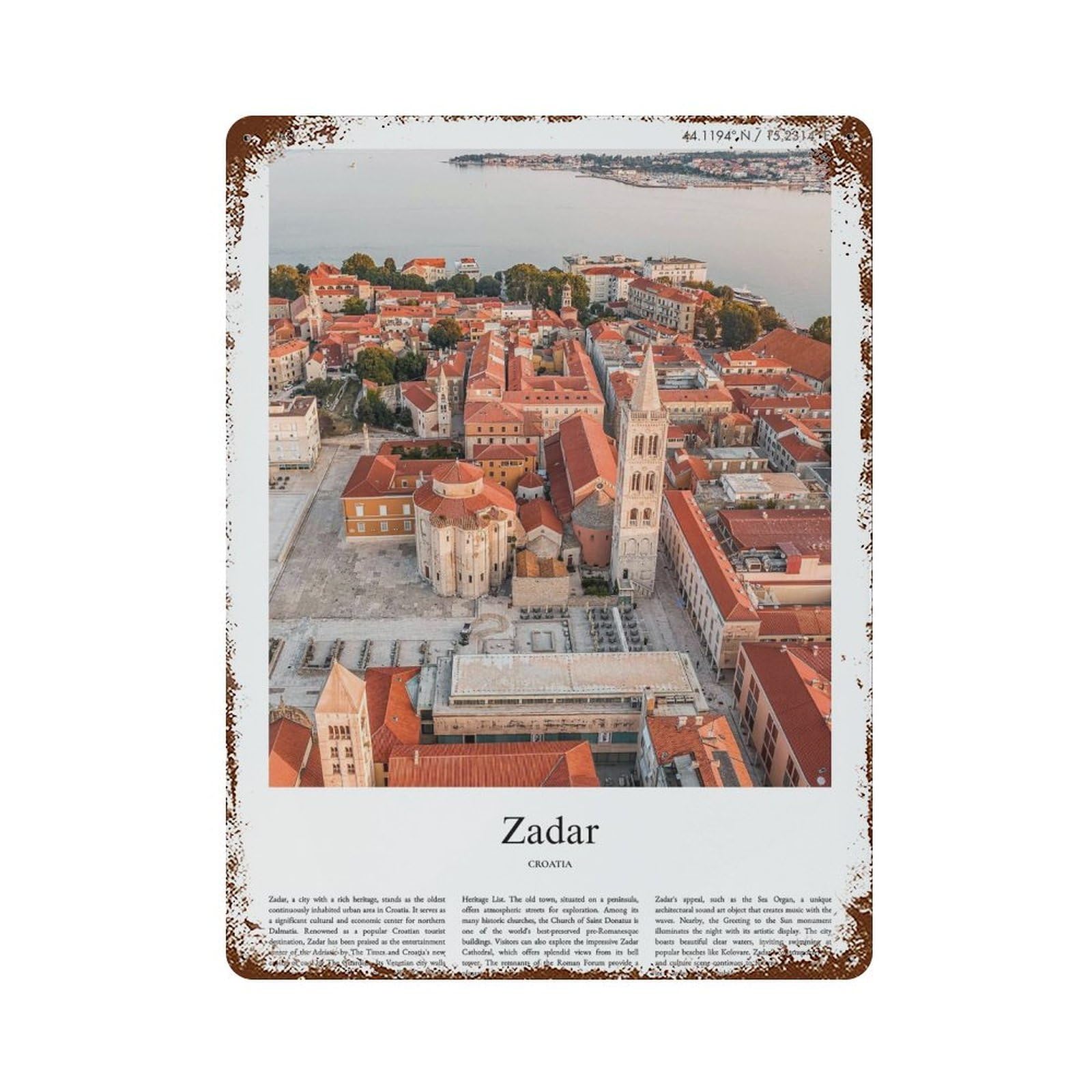 xiaoxiaoshen Zadar Croatia City Scenery Wall Decor Art Metal Tin Poster Modern Home Decor Art Home Bar Shop Decorations Vintage Sign 40x30cm