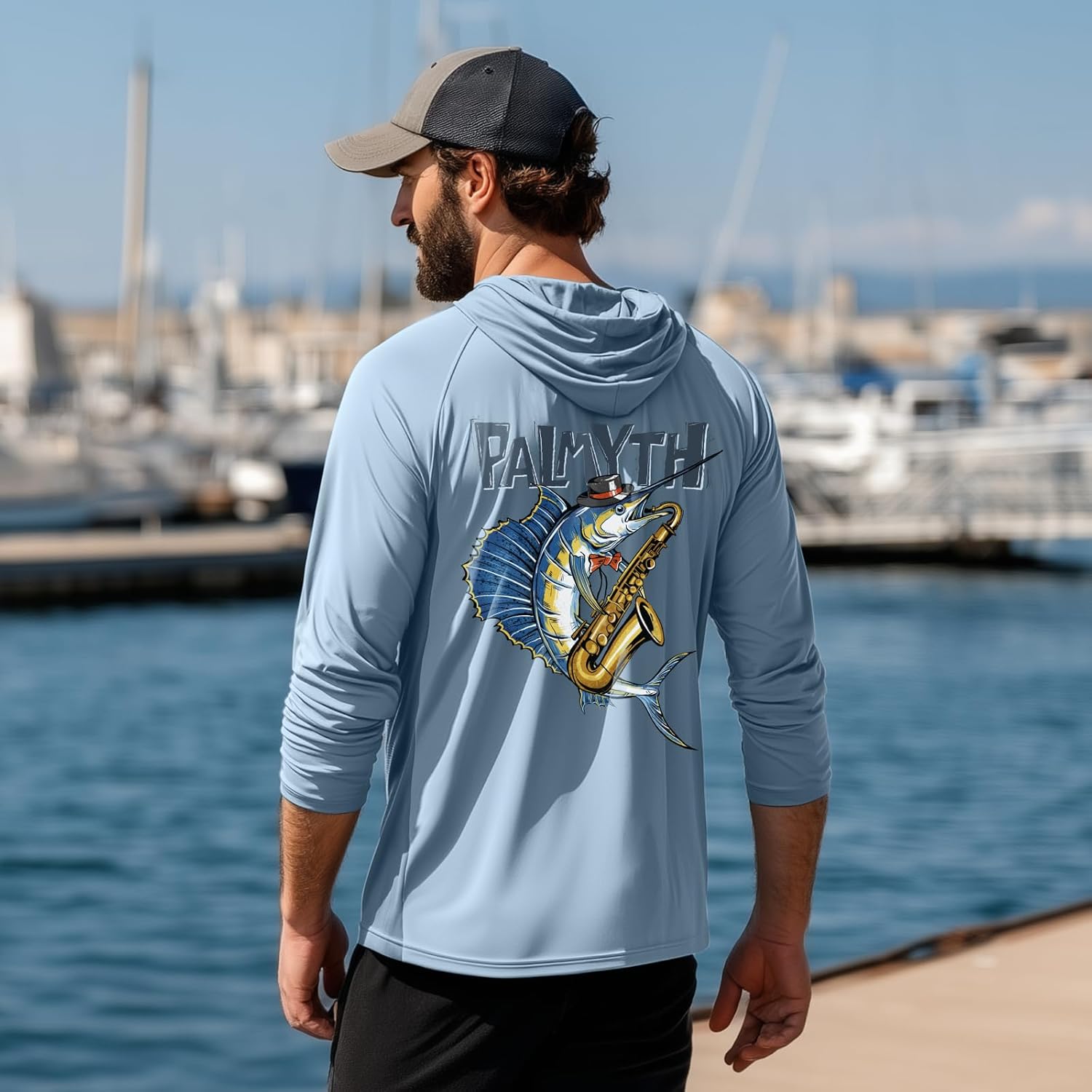 Palmyth Fishing Hoodie for Men Long Sleeve Sun Protection UV UPF 50+ Shirts