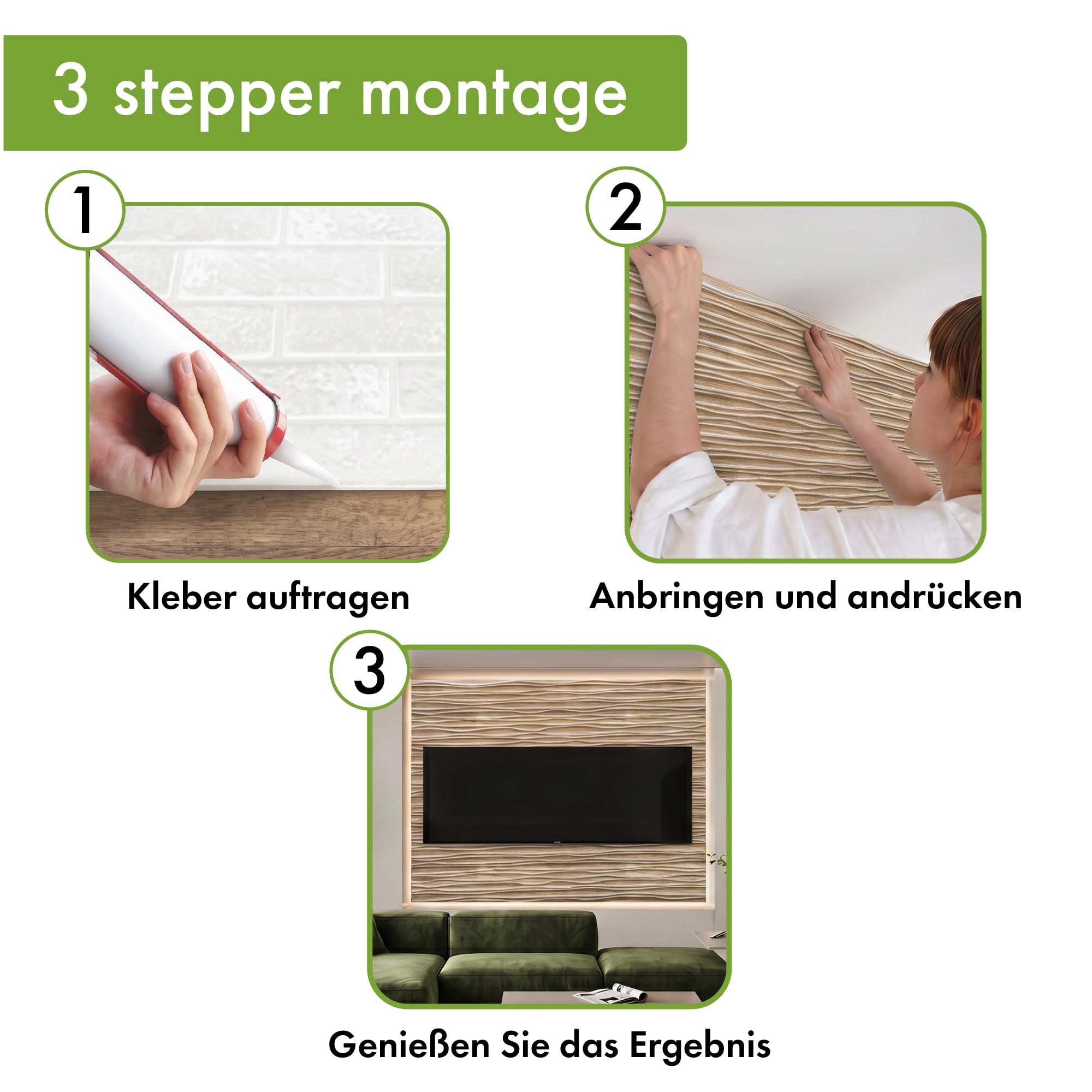 Grace Baltic Panneaux muraux 3D de qualité supérieure - Revêtement mural - Revêtement en PVC - Décoration murale - Autocollants muraux élastiques de 1 mm d'épaisseur (‎Arbre À Cendres)