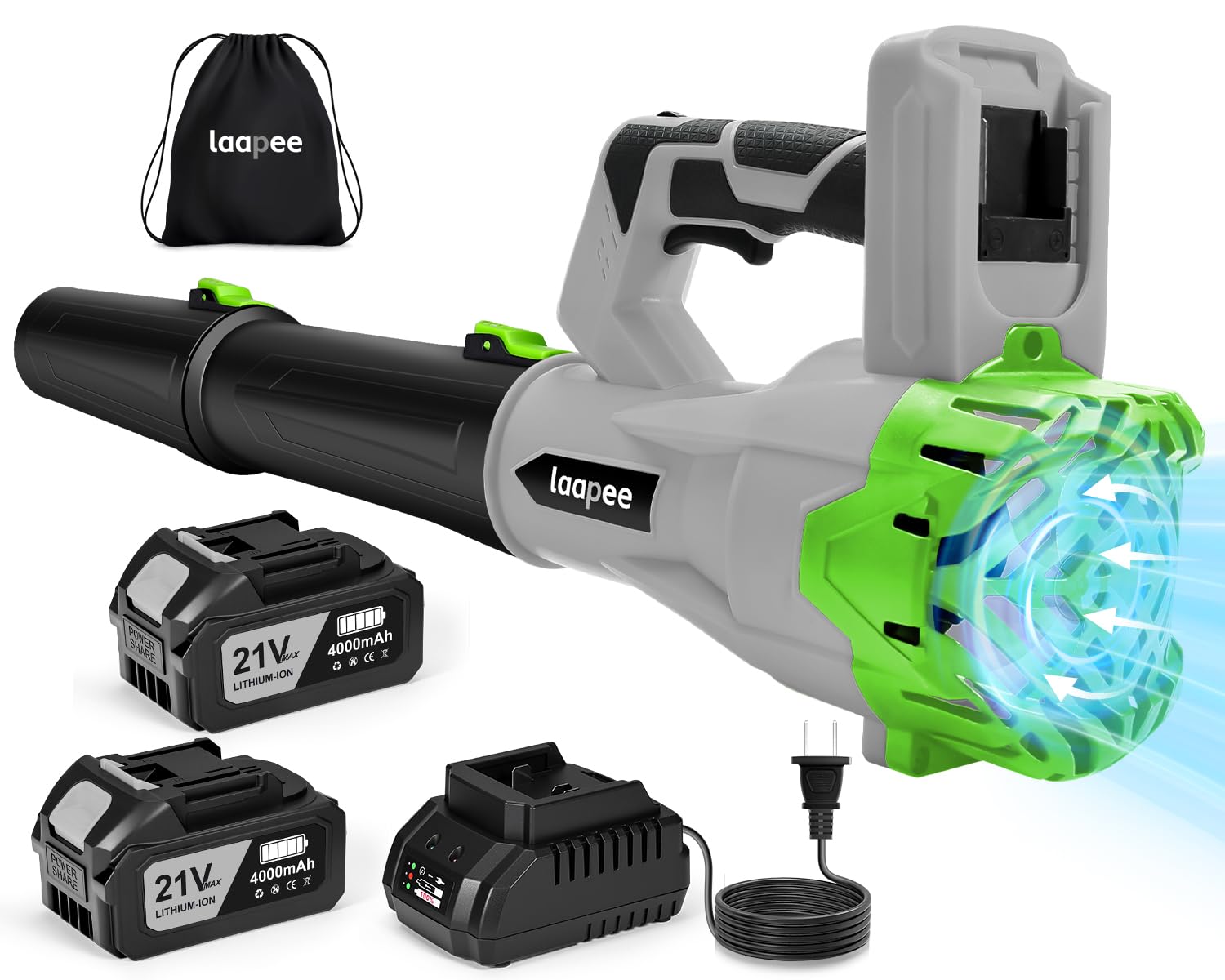 View 1 of Laapee Cordless Leaf Blower 650CFM, Gray