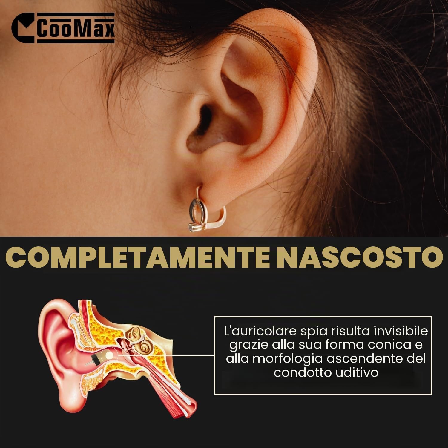 Cuffie Spia Esami (Vip Pro SuperMini Bluetooth Microfono Integrato) | Pulsante multifunzione, Chiamate e registrazioni, Collare a induzione, Volume elevato, Per ambienti rumorosi, Invisibile