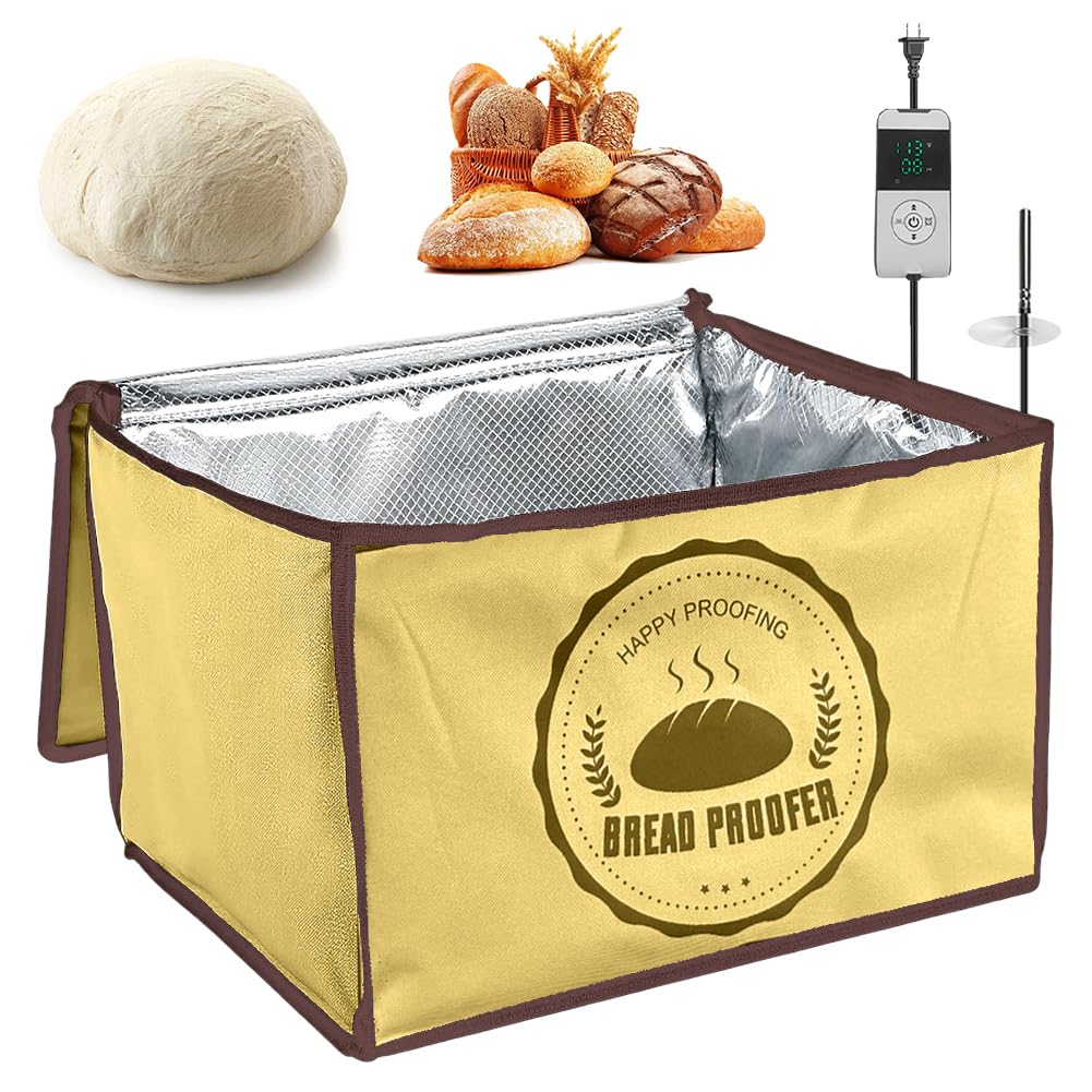 Gärbox per lievito madre, contenitore per impasto pizza con coperchio - Scatola pieghevole per lievitazione del pane 30L, temperatura e timer, scatola per impasto pizza con coperchio, teglia