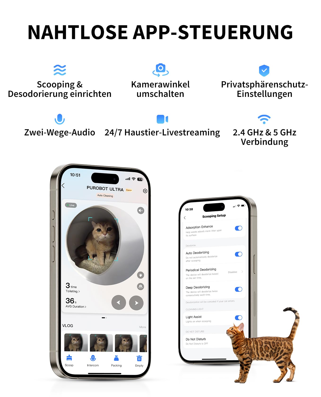 PETKIT Purobot Ultra Selbstreinigende Katzentoilette, Katzenklo Selbstreinigend mit 1080P HD-Kamera,Intelligente Reinigung, Kapazität 70L, Überwachung der Gesundheit AI, Ultra Leise und Sicher