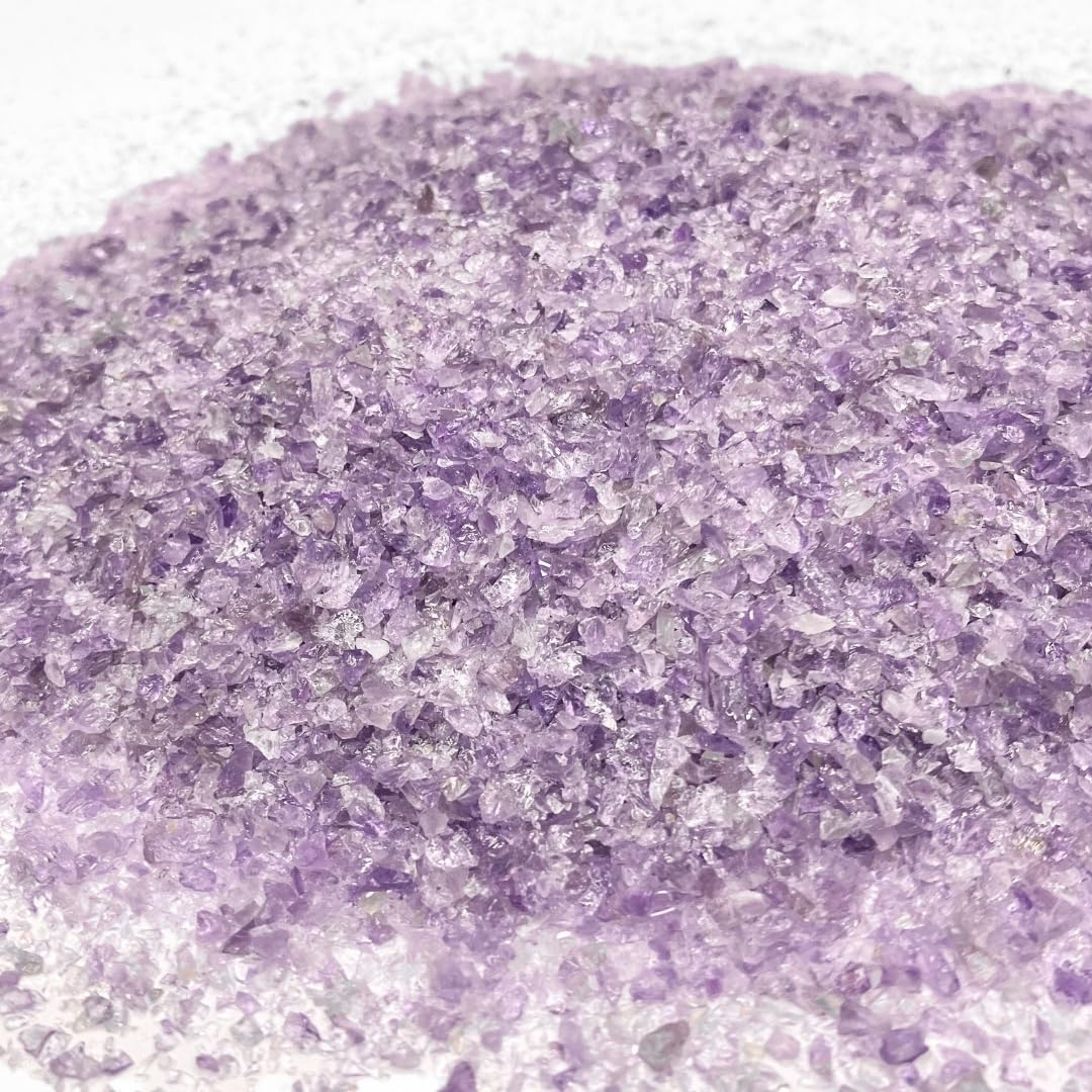 Maker’s Minerals Crushed Amethyst Medium Sand (Grade A), 0.25mm-2mm, for Woodworking and Ring Inlay, Resin Crafts, Memorial & Sand Jewelry (0.5, Ounces)