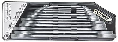 GEDORE - 6079750 6078350 Juego de llaves de doble extremo abierto con soporte 12 piezas 0.236-1.260 in