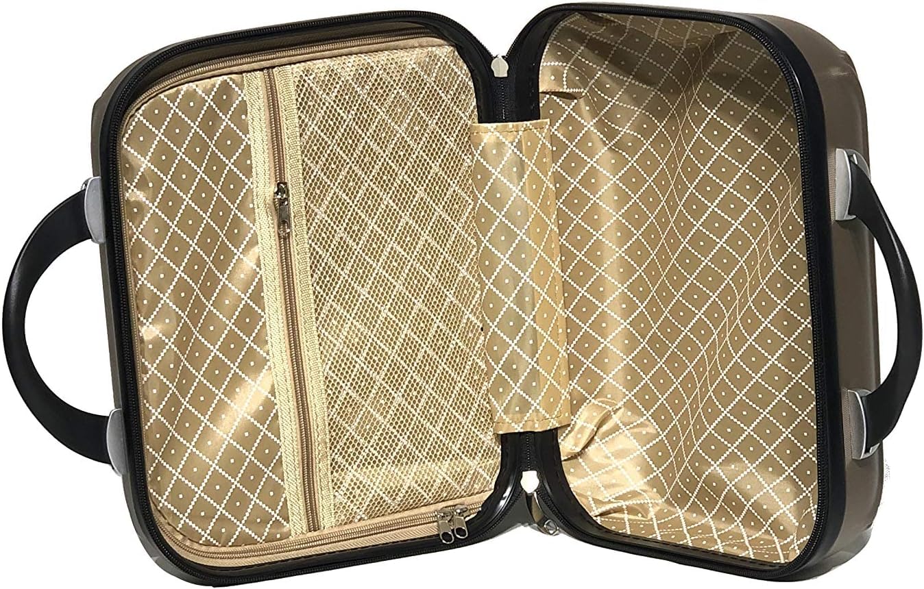 CELIMS - Maleta Mediana de Viaje con Neceser Neceser 30cm Rígida con 4 Ruedas Ligera Facturación 20kg 65cm | Cerradura Integrada | Maleta Mediana con 4 Ruedas 65cm | Champán