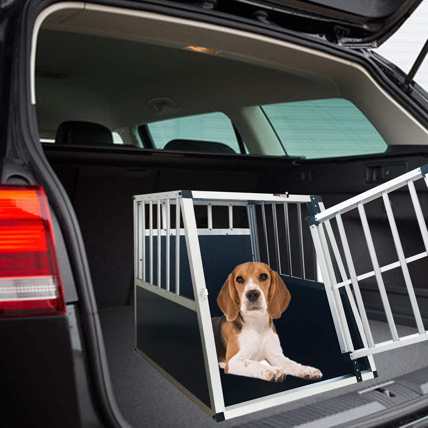 MaxxPet Cage pour chien de voiture - Taille XXL - En aluminium - 65 x 91 x 69 cm
