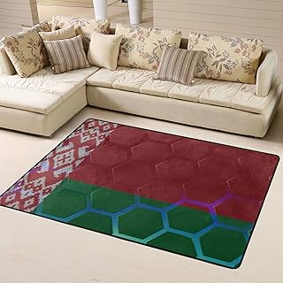 Flag of Belarus Area Rug 63x48in Rugs for Living Room Bedroom Rug Washable Large Rug Indoor Decorative Carpet Yoga Floor Mat