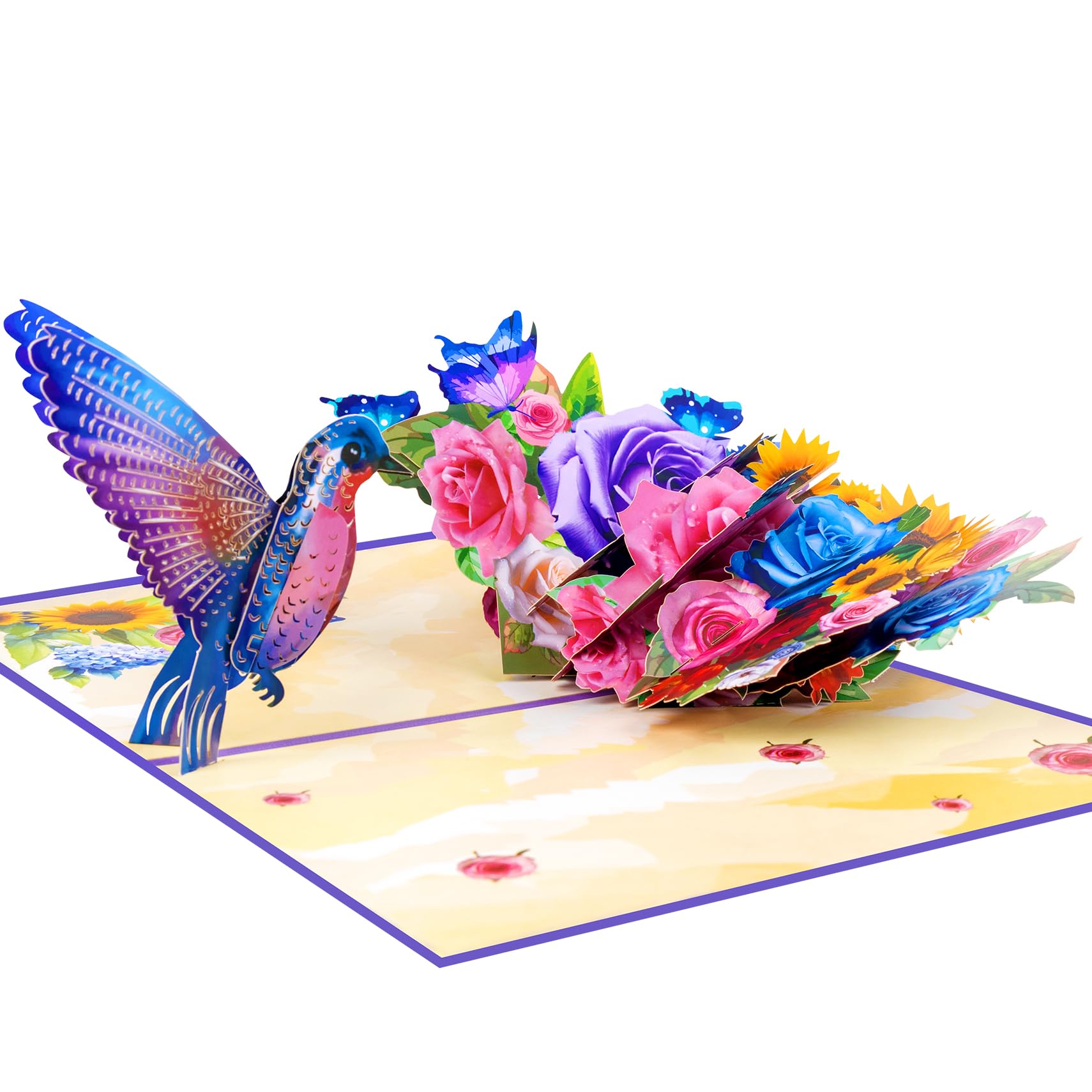 GREETING ART Hummingbird Pop Up Birthday Card, Birthday Cards for Women, Floral 3D Popup Greeting Card for Mother's Day, Father's Day, Anniversary,