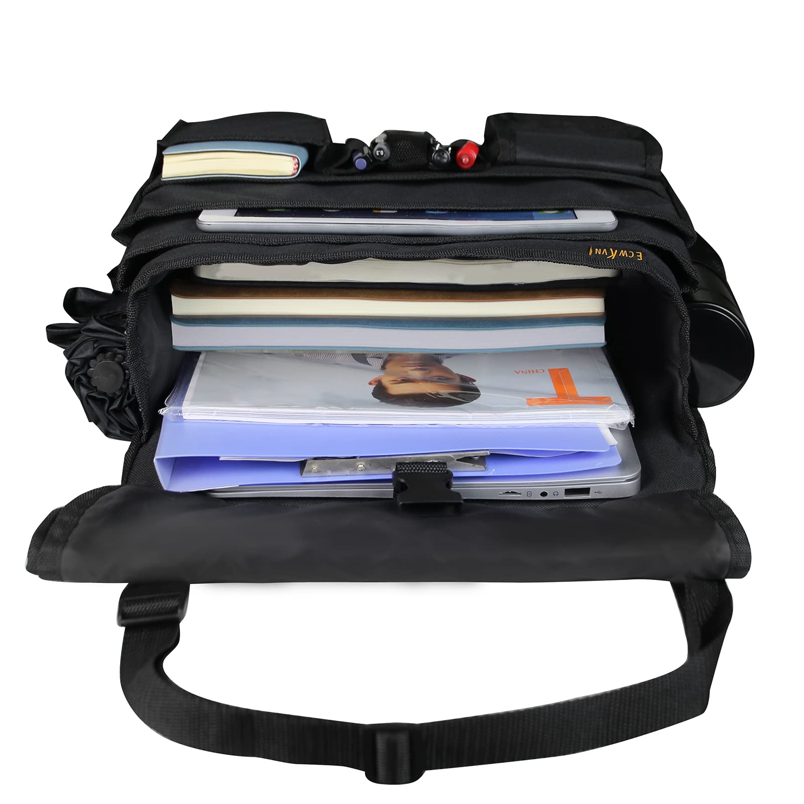 ECWKVN Car Seat Organizer with Tablet & Laptop Storage – Multipurpose Front & Backseat Organizer with Cup Holder, Adjustable Strap & Durable Buckles – Ideal for All Trucks,Suv,Vans
