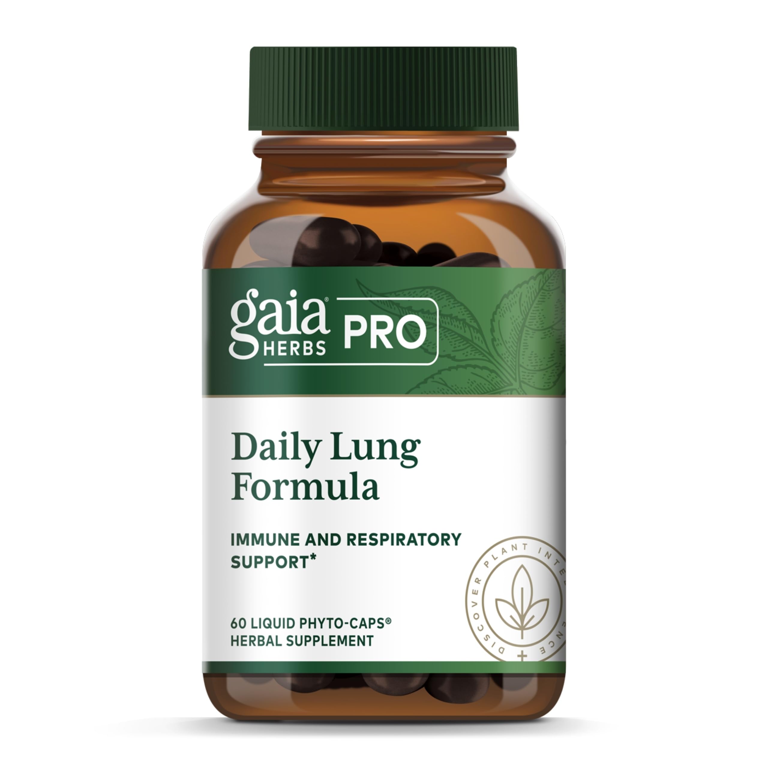 GAIA HERBS PRO Daily Lung Formula - Respiratory Health Support* - Immune Supplement with Mullein Leaf, Marshmallow Root & More - Vegan, Gluten-Free, Soy-Free - 60 Liquid Phyto-Caps (60 Servings)