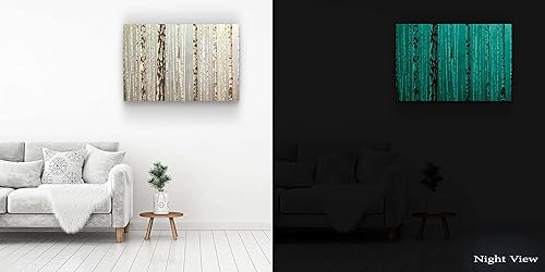 Miniatura 7 de Startonight Lienzo decorativo para pared, diseño abstracto de árboles forestales de silencio, pintura de naturaleza enmarcada de 24 x 36 pulgadas