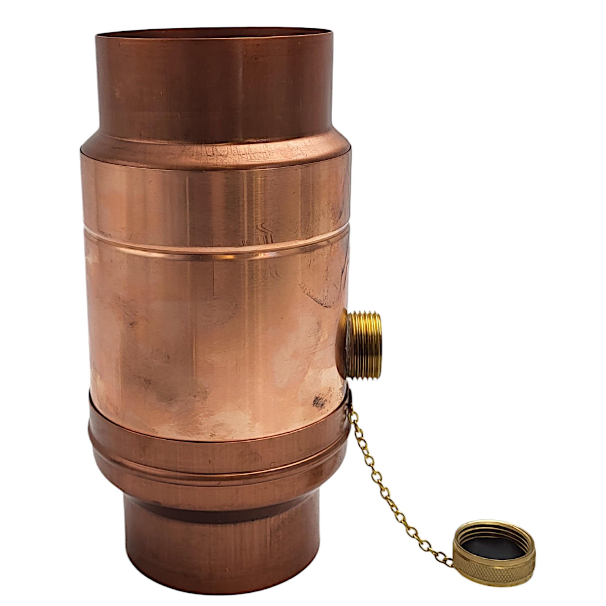 zbs24 Kupfer Regenwassersammler 100mm Set 1, Wassersammler mit automatischer Füllstop, mit Schlauchverbindung 30cm für Auffangbehälter, Made in Germany, 85% Wasserertrag