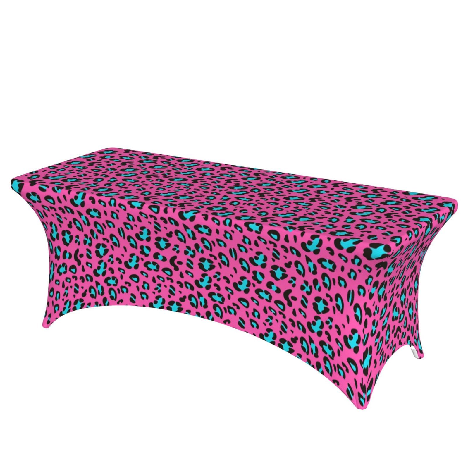 AYYQWE Cute Leopard Print Elastic Rectangular Tablecloth For Banquet Outdoor Picnics Office Table Cover