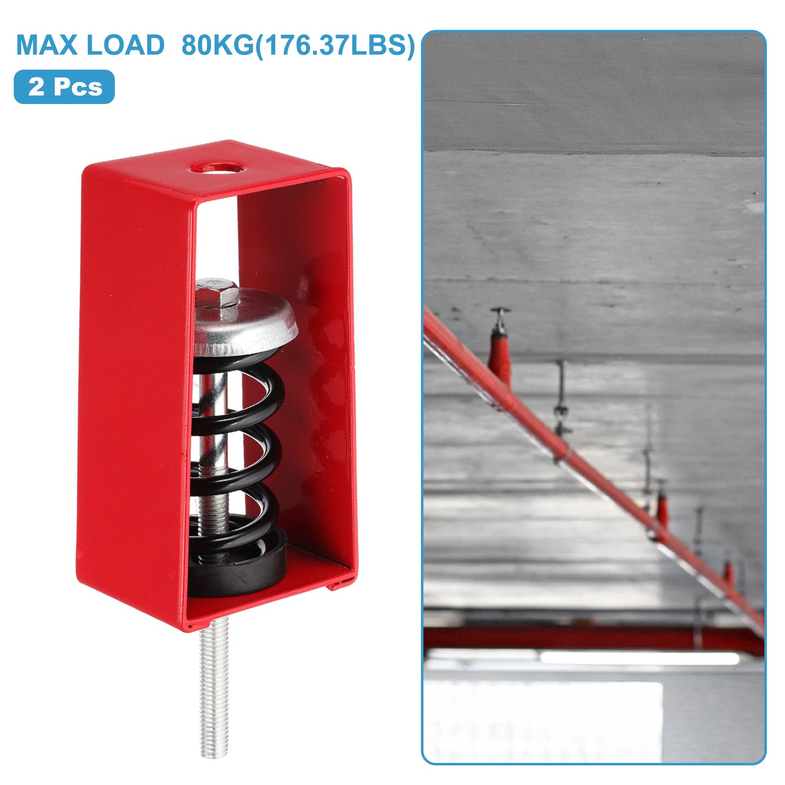 PATIKIL Sospensione A Molla Per Soffitto Isolatore Di Vibrazioni, 2 Pezzi 176lbs Supporti Meccanici Antivibrazione Per A/C Processore D'Aria Camera Da Letto Teatro Studio,(XHS) Rosso