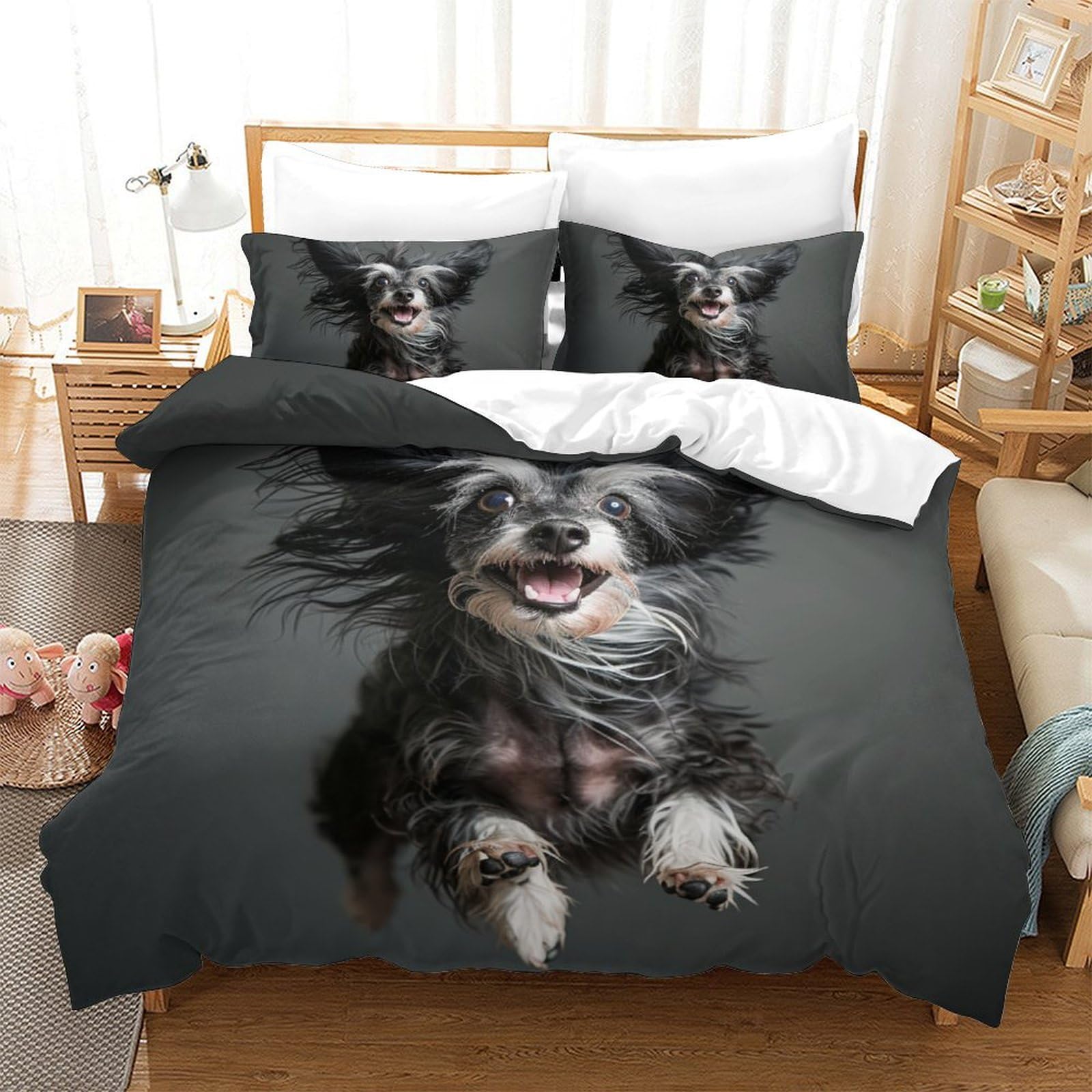 Housse de couette 200x200 chien 3D pour une chambre cocooning et cosy