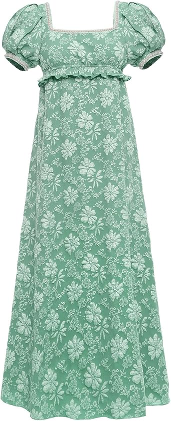 Vibsion Regency Dresses for Women Luxurious Pearl Puff Victorian Dress